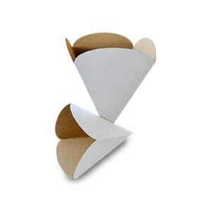 cono de frita boca ancha chico blanco y marron